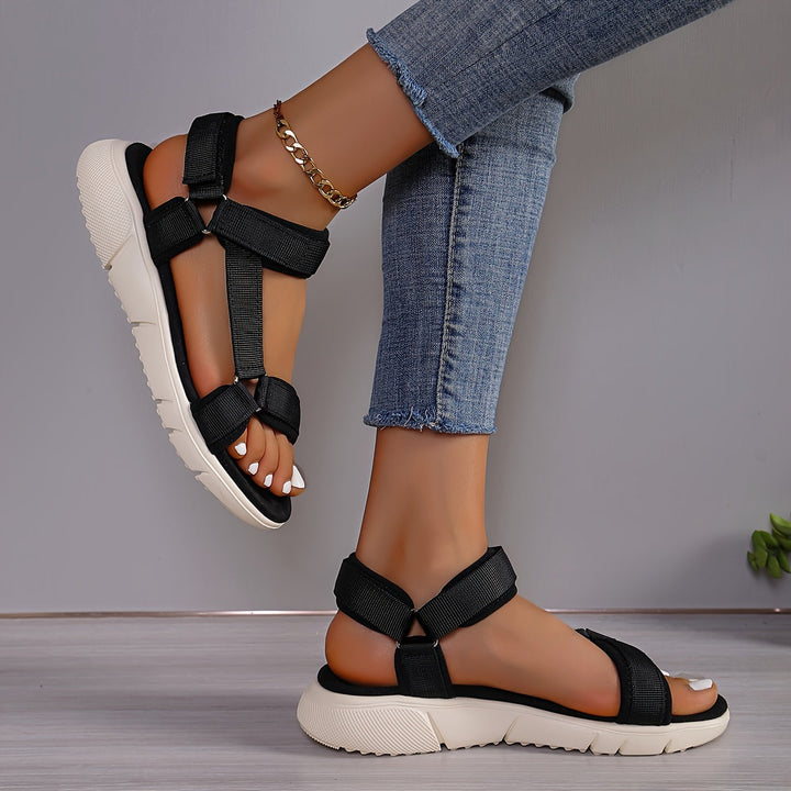 Drune | Damen Sandalen: Farbblock, Rutschfest, Elegant, Leicht, Outdoor, Sommer