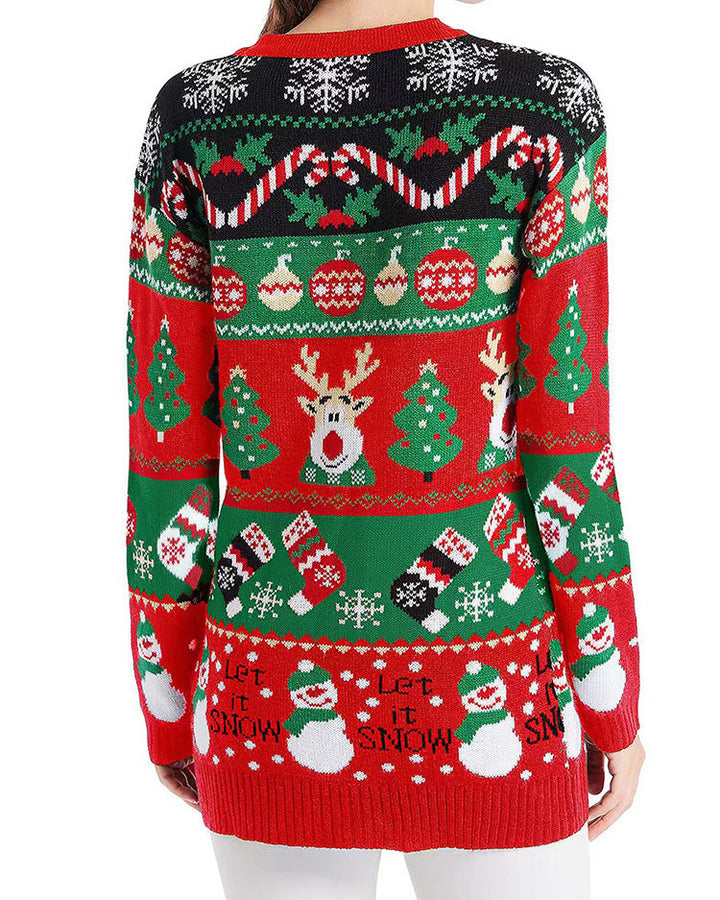Drune | Lockere Strick Weihnachts Cardigan Pullover