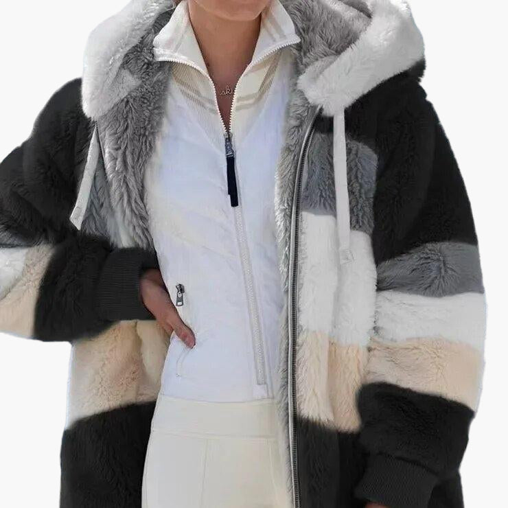 Drune | Winter Kapuzenjacke im Streifen-Design - Modische Freizeitjacke für kalte Tage
