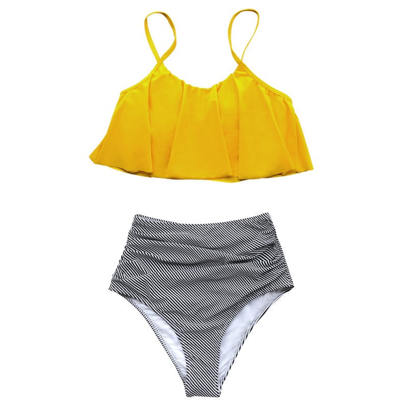 Drune | Bikini mit Raffung Top und Hohe Taille Bikini Unterteil