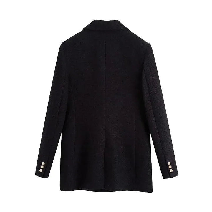 Drune | Schwarzer Blazer Damen - Formal-Business - Unifarben-Einfarbig