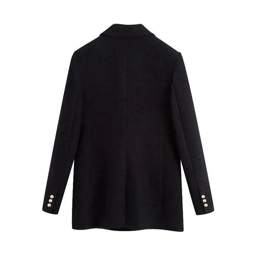 Drune | Schwarzer Blazer Damen - Formal-Business - Unifarben-Einfarbig