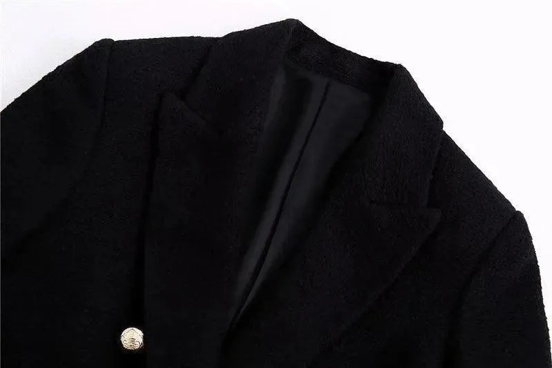 Drune | Schwarzer Blazer Damen - Formal-Business - Unifarben-Einfarbig