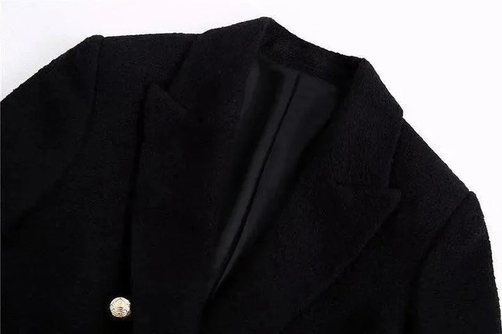 Drune | Schwarzer Blazer Damen - Formal-Business - Unifarben-Einfarbig