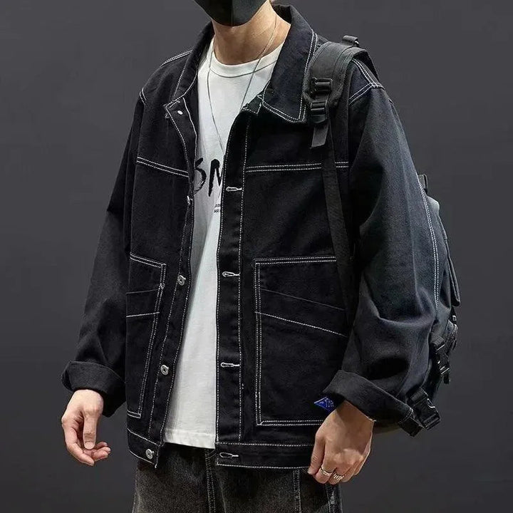 Drune | Schwarze Streetwear Jean Jacken