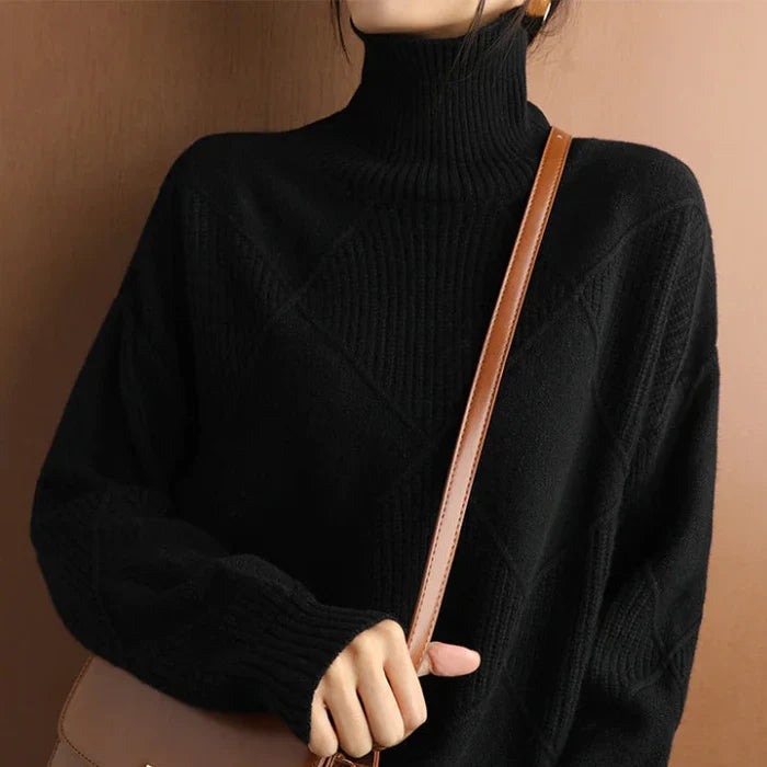 Drune | Europäischer Stil Hochkragen Diamant Pullover