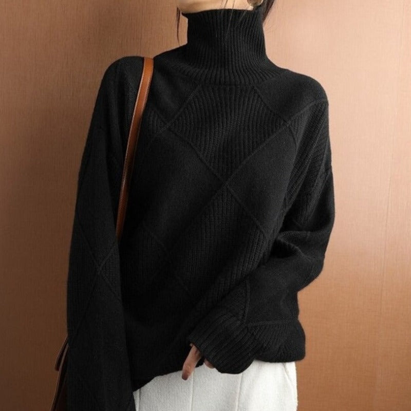 Drune | Hoher Kragen Weiches Strickmaterial Mit Geometrischem Muster Lockere Passform