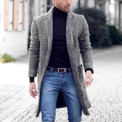 Drune | Eleganter Langer Mantel Mit Seitentasche