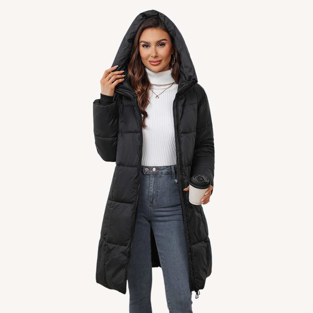 Drune | Warme Damen Pufferjacke Mit Kapuze Und Reißverschluss
