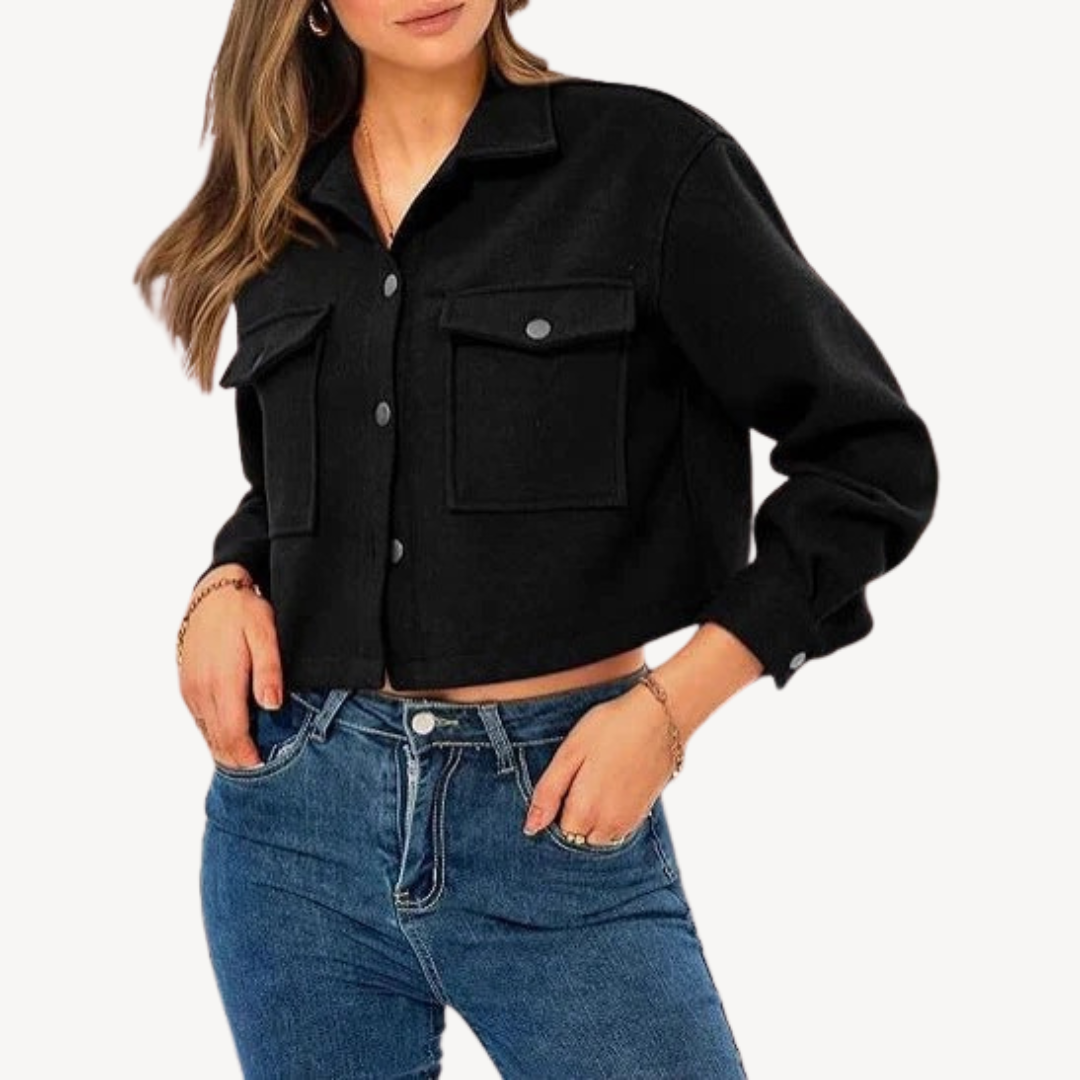 Drune | Damen Knopfung Crop Jacke