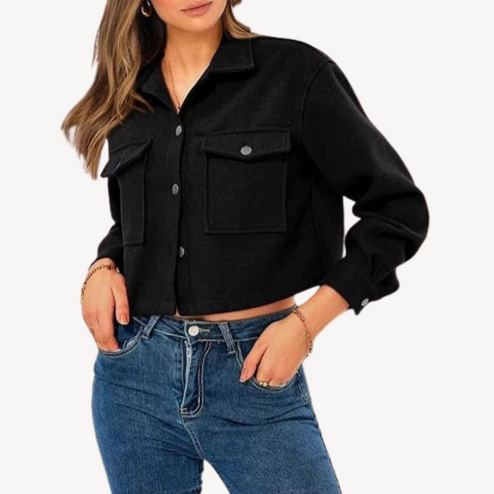 Drune | Damen Knopfung Crop Jacke