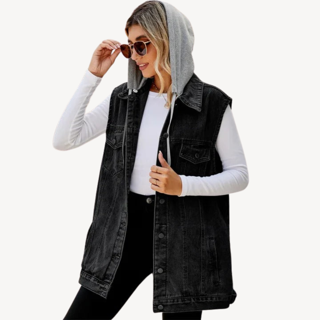 Drune | Denim Hoodie Weste für Frauen
