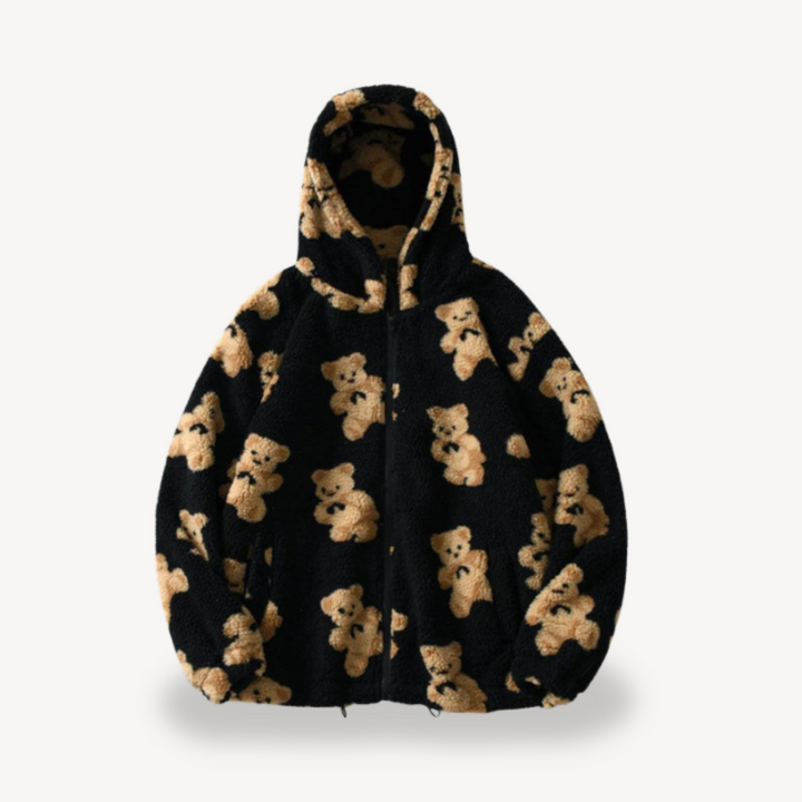 Drune | Teddy Bear Muster Kapuzenjacke für Frauen