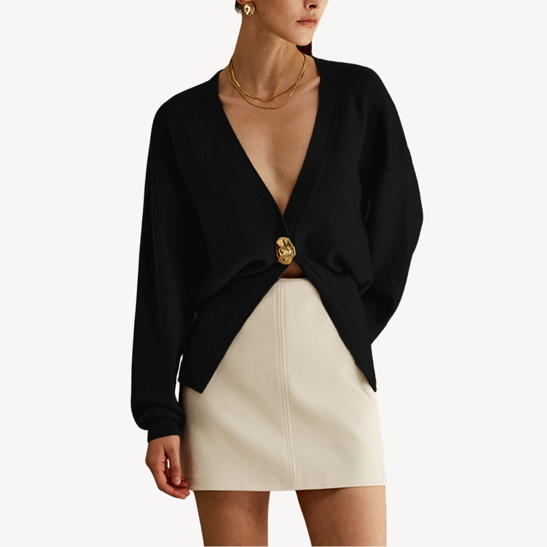 Drune | Damen Strick V-Ausschnitt Cardigan Pullover