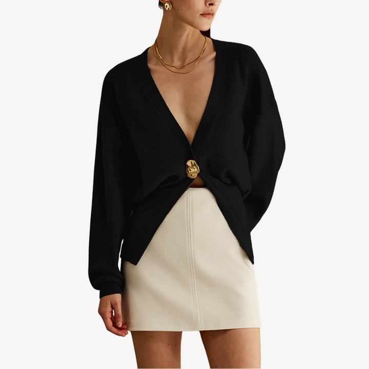Drune | Damen Strick V-Ausschnitt Cardigan Pullover