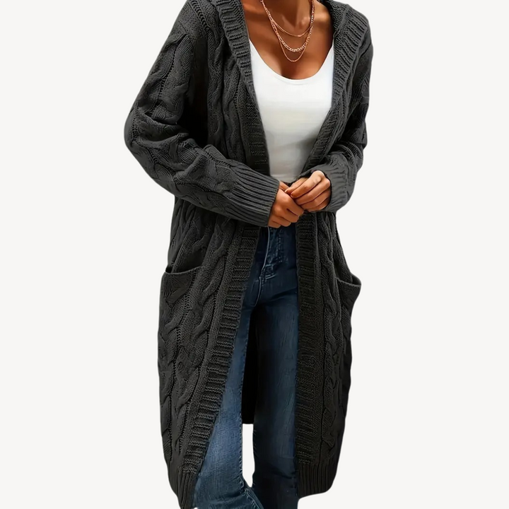 Drune | Kabelstrick Kapuzencardigan