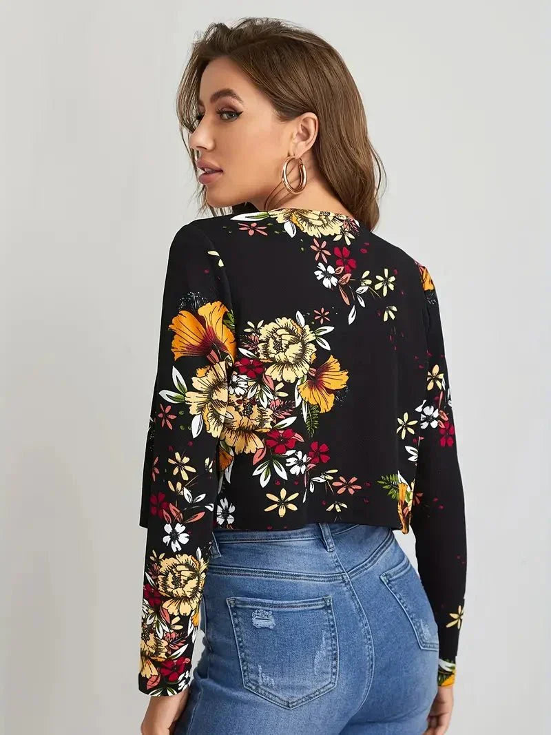 Drune | Damenblazer mit Blumenmuster und Offener Vorderseite