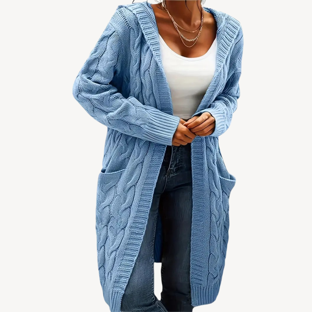 Drune | Kabelstrick Kapuzencardigan
