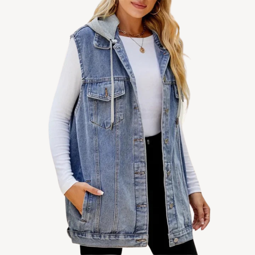 Drune | Denim Hoodie Weste für Frauen