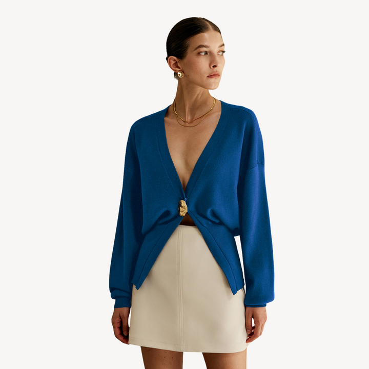 Drune | Damen Strick V-Ausschnitt Cardigan Pullover