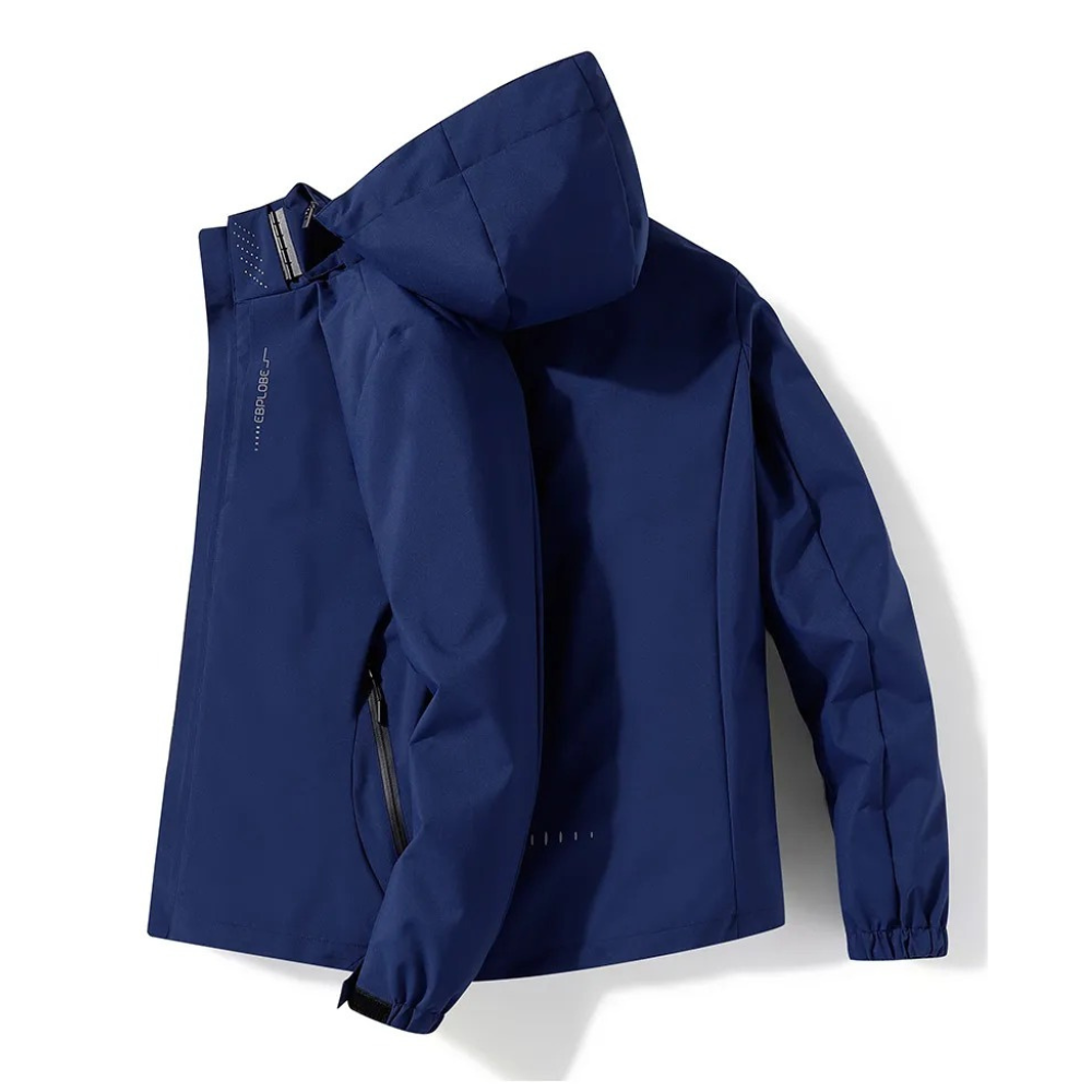 Drune | Herren Blauer Kapuzenwindbreaker - Wasserdichtes Design
