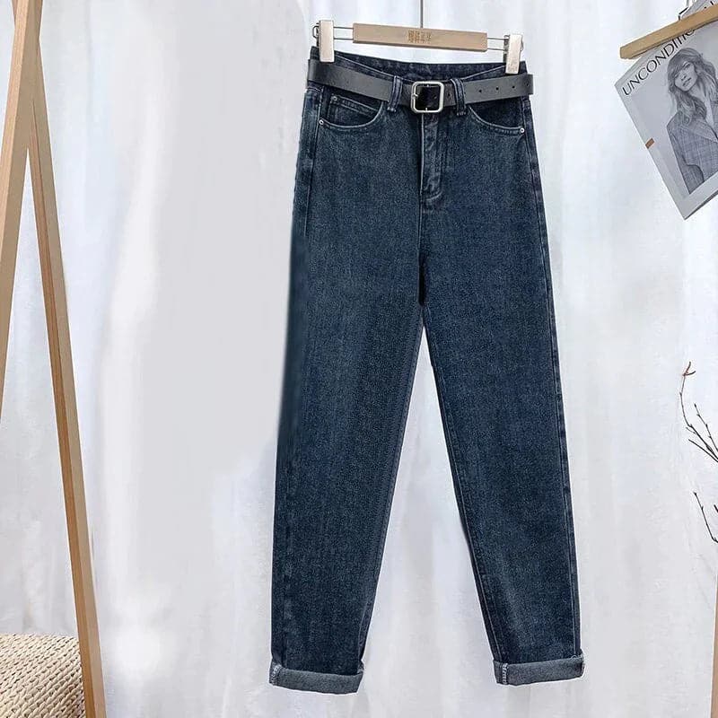Drune | Jeans Hohe Taille Gerade Beinform Klassisches 5 Taschen Design Lässig Komfort