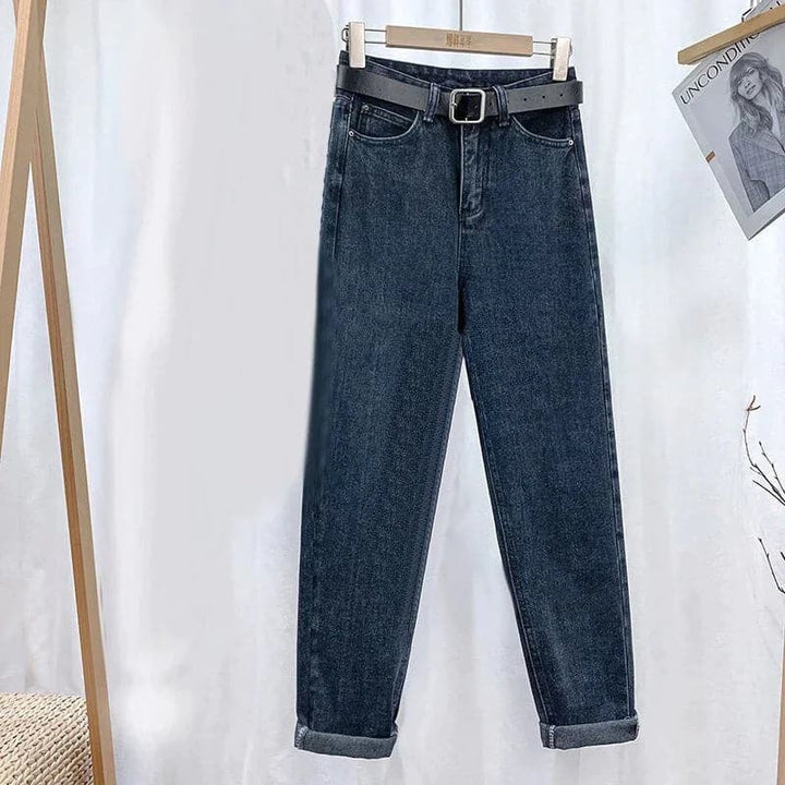 Drune | Jeans Hohe Taille Gerade Beinform Klassisches 5 Taschen Design Lässig Komfort