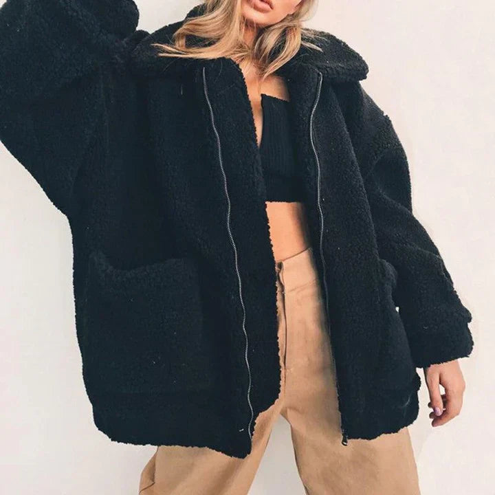 Drune | Damen Fleece Sweatshirt Mit Breitem Kragen