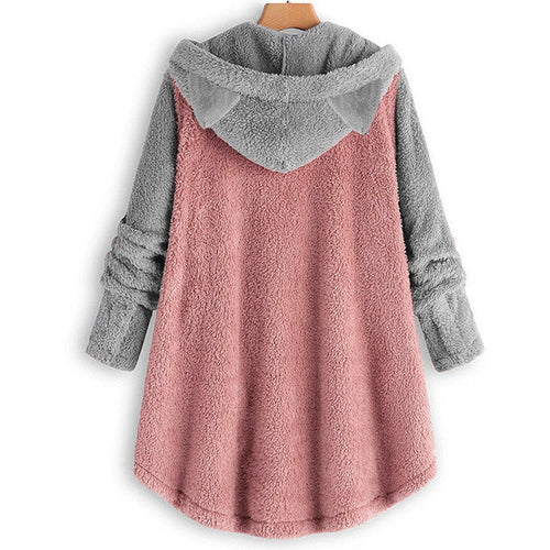 Drune - Damen-Fleece-Sweatshirt Mit Katzenohren Und Abgesetzten Ärmeln