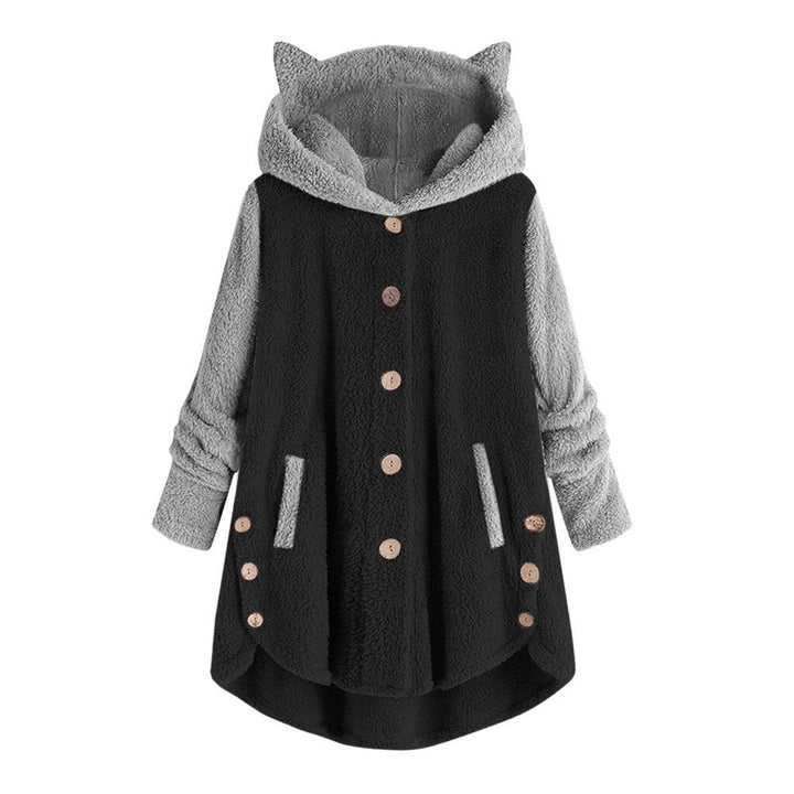 Drune - Damen-Fleece-Sweatshirt Mit Katzenohren Und Abgesetzten Ärmeln