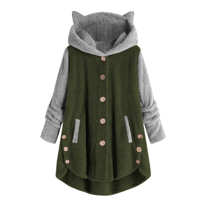 Drune - Damen-Fleece-Sweatshirt Mit Katzenohren Und Abgesetzten Ärmeln