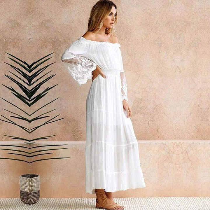 Drune | Bohemian Baumwollspitzen Maxikleid