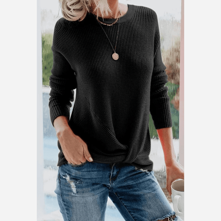 Drune | Leichtgewicht Strickbluse mit Langarmdesign Gerippte Struktur Lässiger Komfort