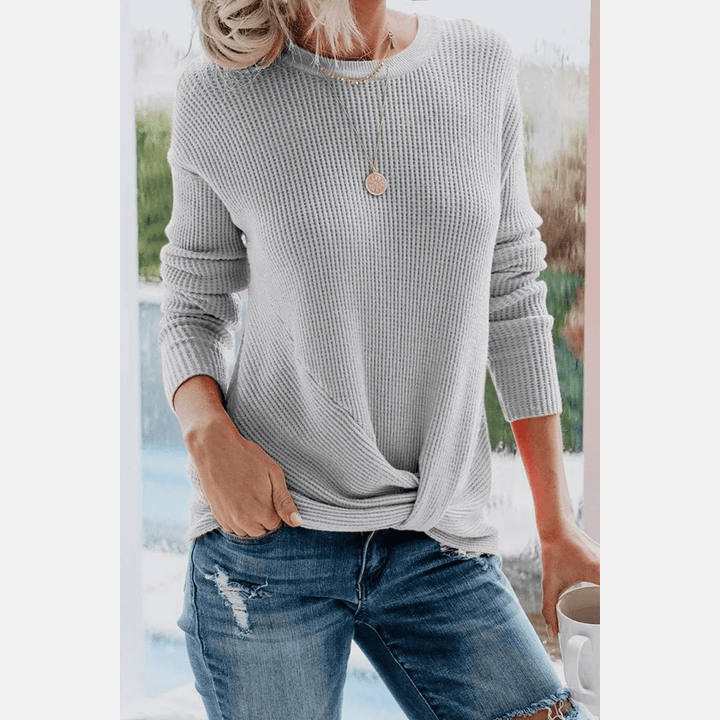 Drune | Leichtgewicht Strickbluse mit Langarmdesign Gerippte Struktur Lässiger Komfort