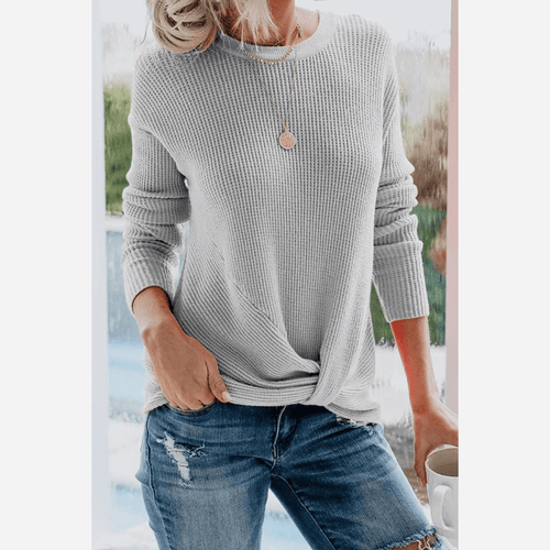 Drune | Leichtgewicht Strickbluse mit Langarmdesign Gerippte Struktur Lässiger Komfort