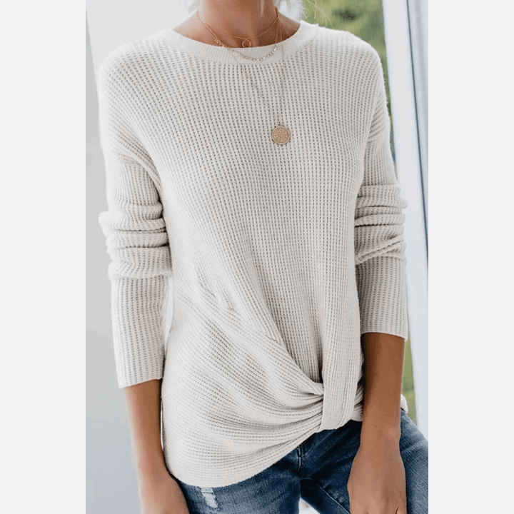 Drune | Leichtgewicht Strickbluse mit Langarmdesign Gerippte Struktur Lässiger Komfort