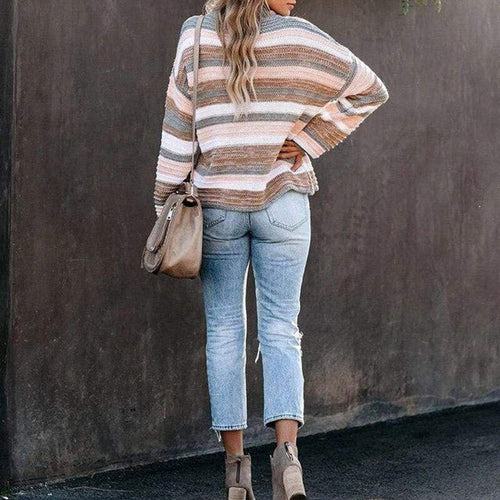 Drune | Boho Strickjacke mit Streifen Acryl Lässig, Boheme
