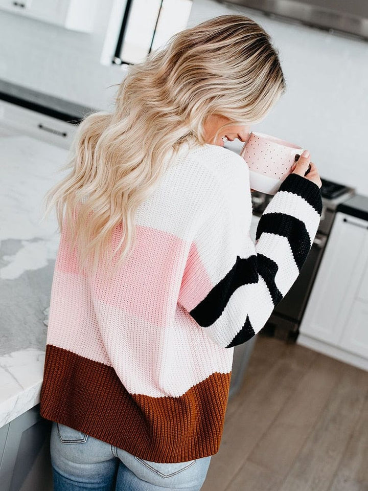 Drune | Strickbluse mit Blockstreifen Lässiger Komfort Entspanter Stil