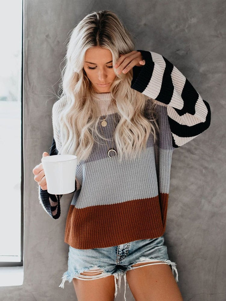 Drune | Strickbluse mit Blockstreifen Lässiger Komfort Entspanter Stil