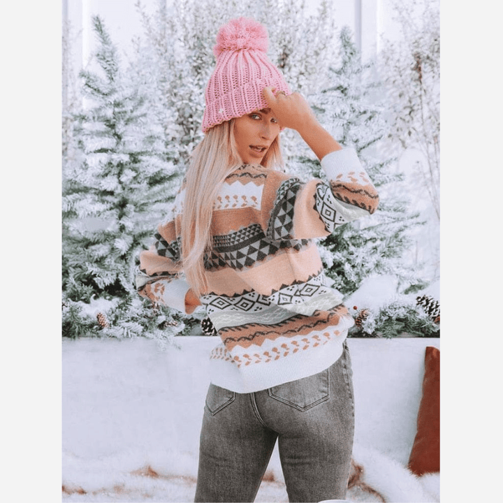 Drune | Boheme Gemusteter Strickpullover Weiche Strickqualität Winterkomfort
