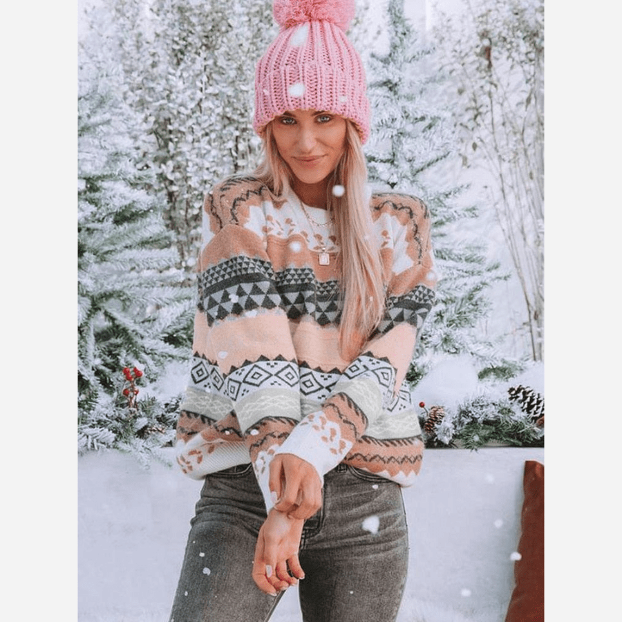 Drune | Boheme Gemusteter Strickpullover Weiche Strickqualität Winterkomfort