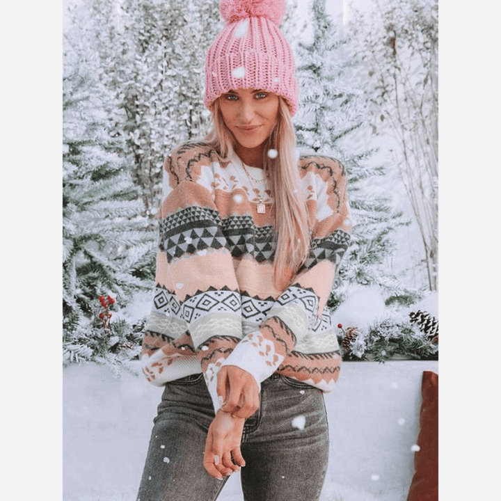 Drune | Boheme Gemusteter Strickpullover Weiche Strickqualität Winterkomfort