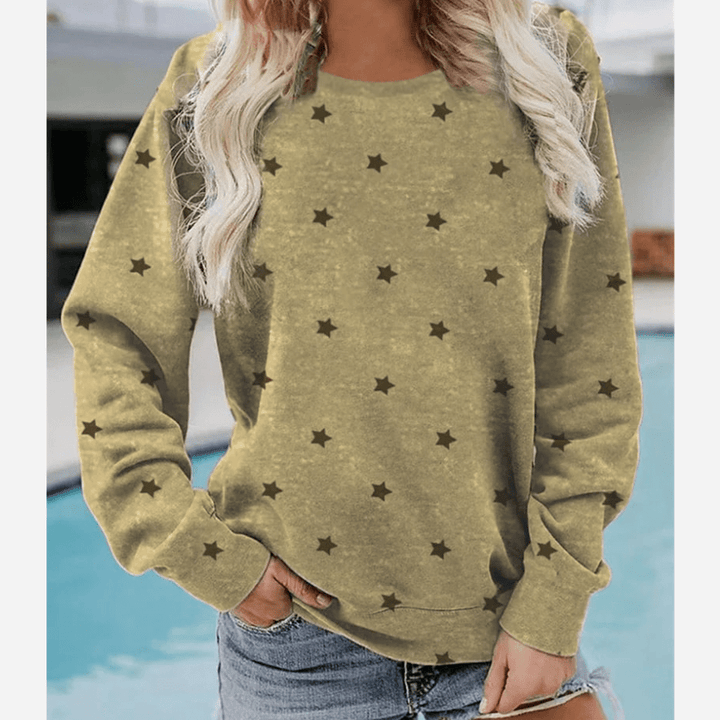 Drune | Lässiges Sweatshirt mit Sternmuster Langärmeliges Design Weich und Bequem
