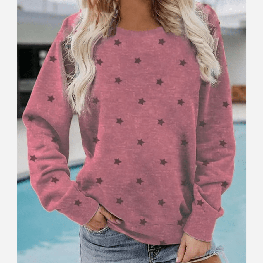 Drune | Lässiges Sweatshirt mit Sternmuster Langärmeliges Design Weich und Bequem
