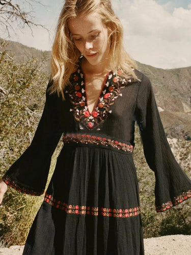 Drune | Boho Kleid Schwarz