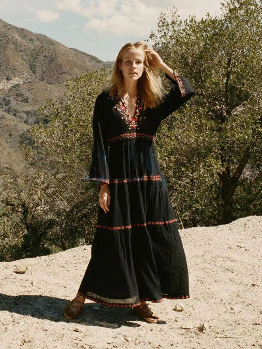 Drune | Boho Kleid Schwarz
