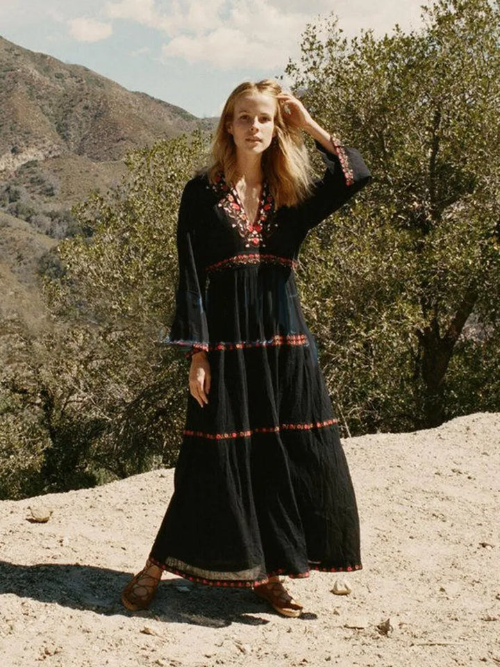 Drune | Boho Kleid Schwarz