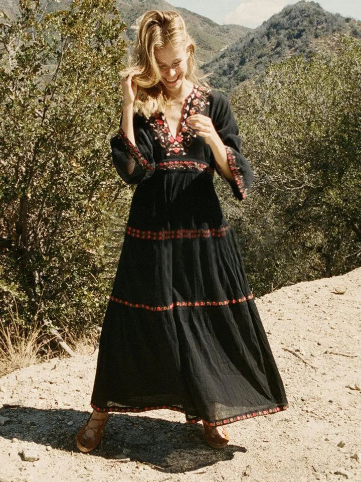 Drune | Boho Kleid Schwarz