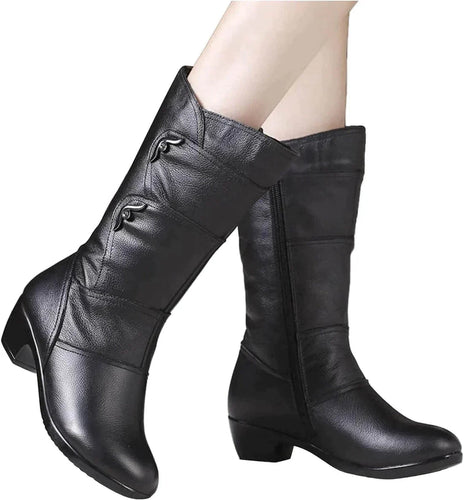 Drune | Knöchelhohe Stiefel - Enganliegende Silhouette - Lederähnliche Textur - Seitlicher Reißverschluss - Niedriger Absatz