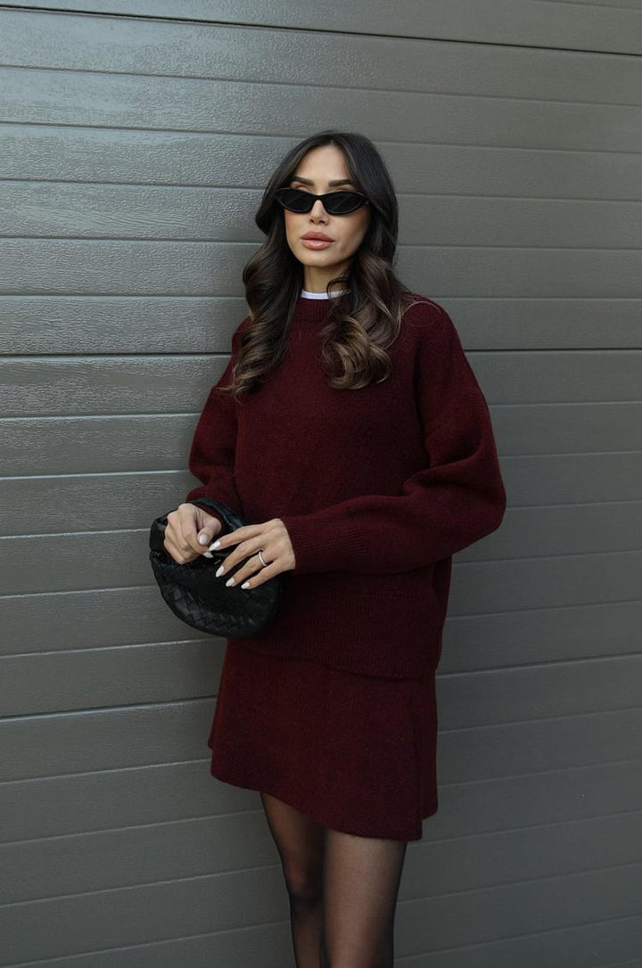Drune | teilige Strickset - Damenpullover und Rock mit lässiger Passform